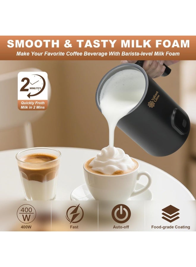 توهج شجاع جهاز خفق الحليب، جهاز تبخير الحليب الكهربائي 4 في 1، 4 أوضاع لخفق الحليب، صانع رغوة ساخن وبارد أوتوماتيكي ومدفئ حليب للاتيه والكابتشينو والماكياتو، 400 وات (أحدث إصدار 2026) - Image 3